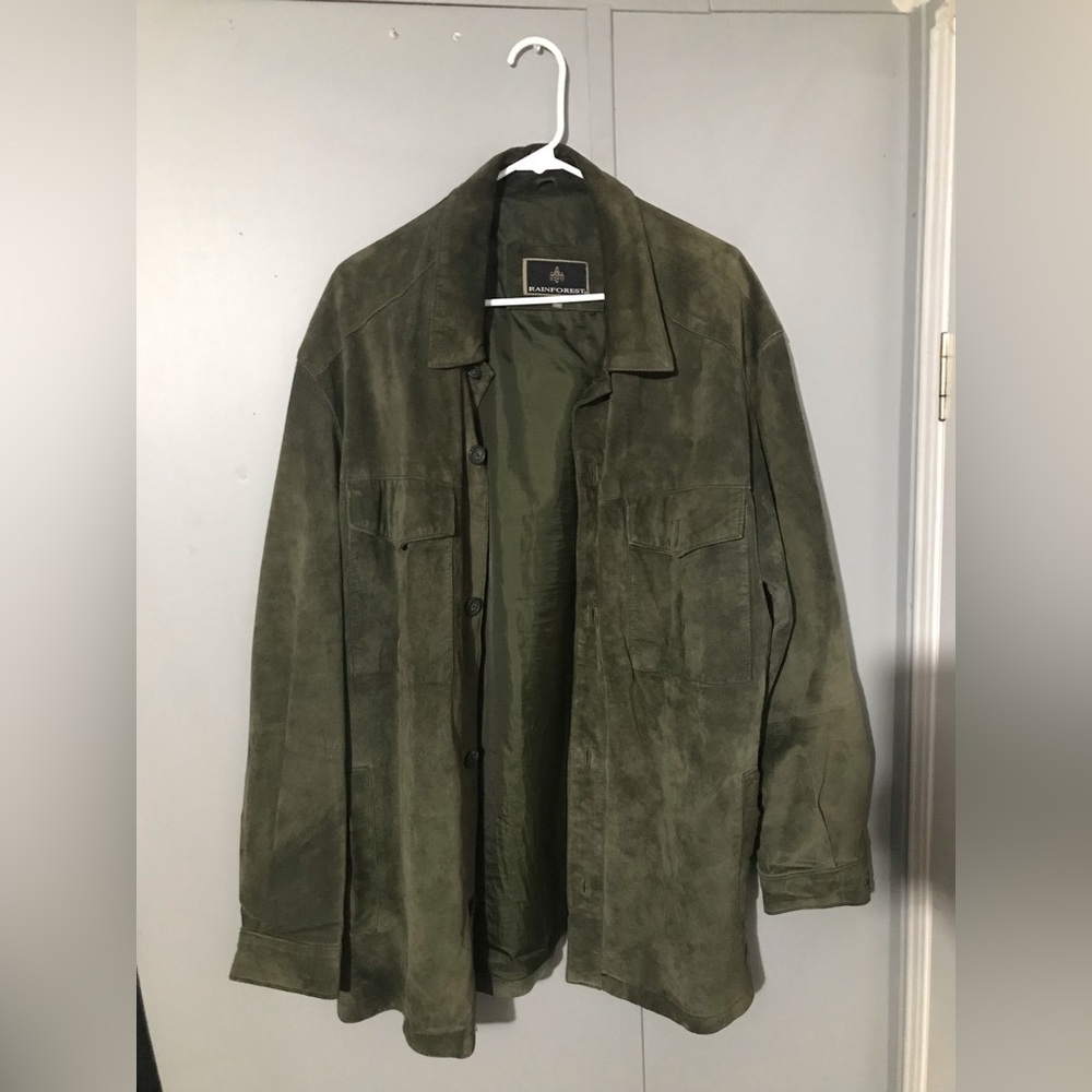 Vintage Rainforest Green Suede Jacket XL